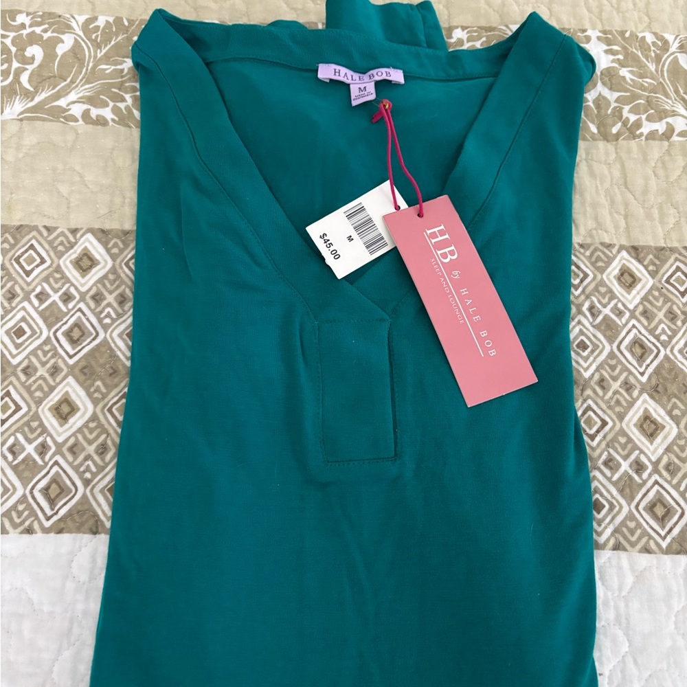 Teal Hallhuber V-Neck Top